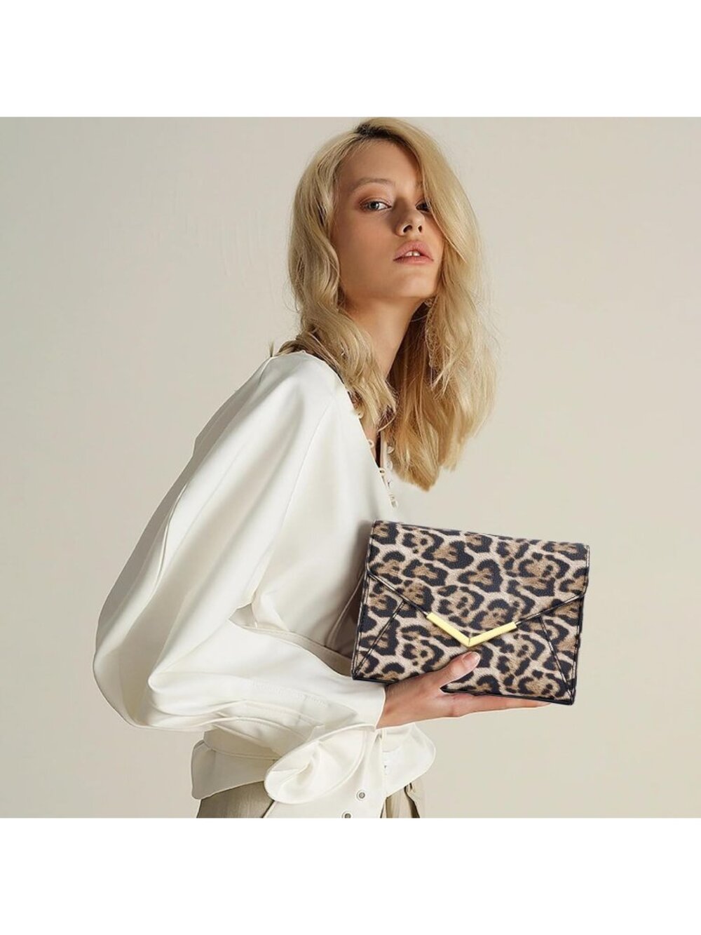 Women's Leopard Clutch Purses Wedding Party Evening Crossbody Shoulder Bags - Picture 2 of 6